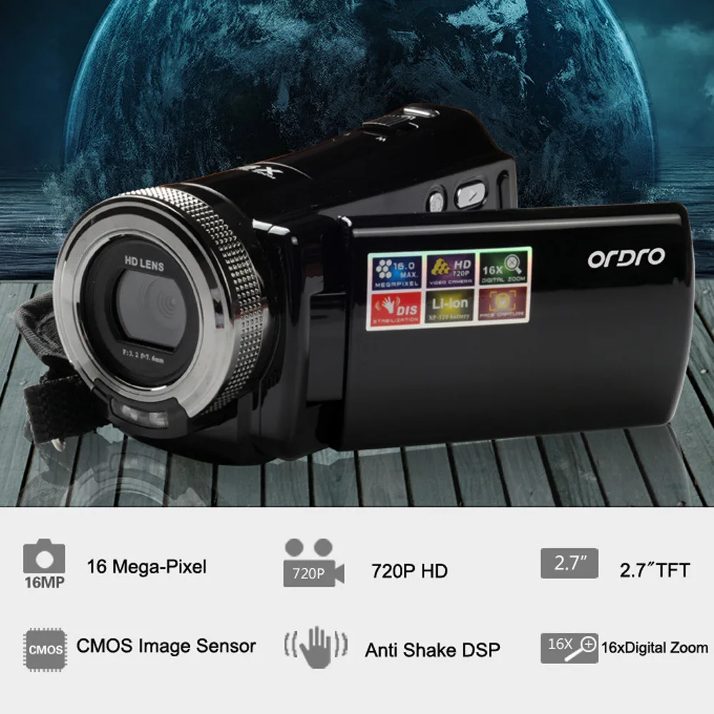 16MP 720P 16X цифровой зум dvc Цифровая видеокамера 2,7 дюймов TFT ЖК-экран распознавание лица захват улыбки анти-встряхивание