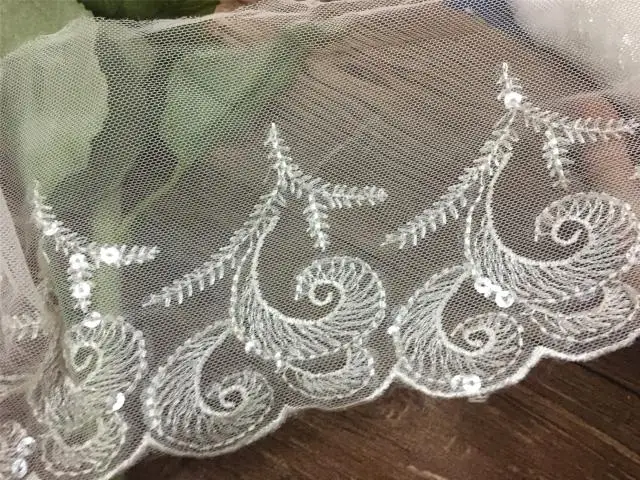 Специальная цена белая вышивка с блестками ручная работа аксессуары сетка