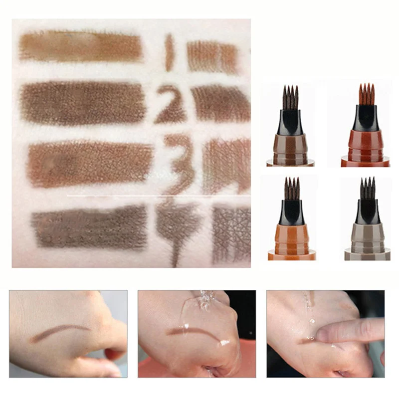 Eyebrow Pen Eye Makeup Waterproof 4 Fork Portable Beauty Tool for Women Lady QRD88 | Красота и здоровье
