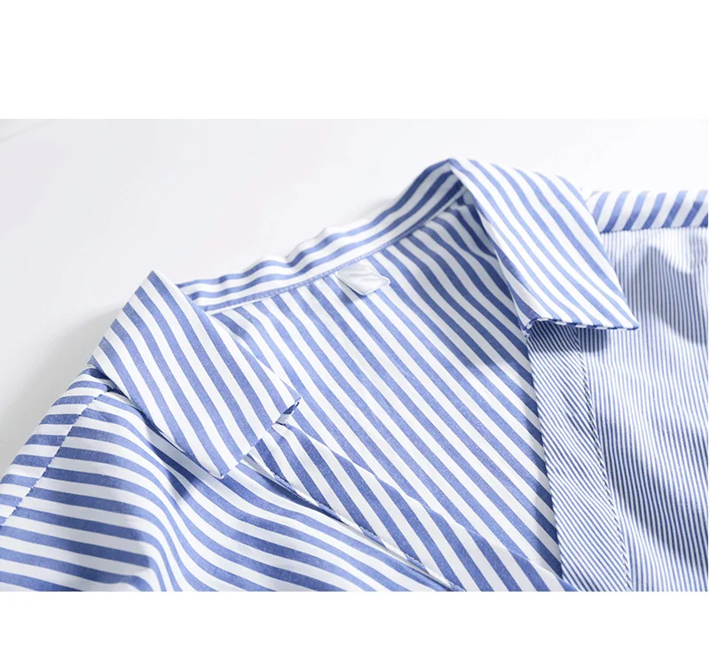 Женская блузка в полоску с узлом спереди Корейском стиле короткими рукавами