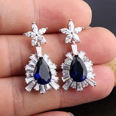 

Europe and the United States exaggerated earrings Elegant new fashion long section Lady Dinner Accessories zircon earrings