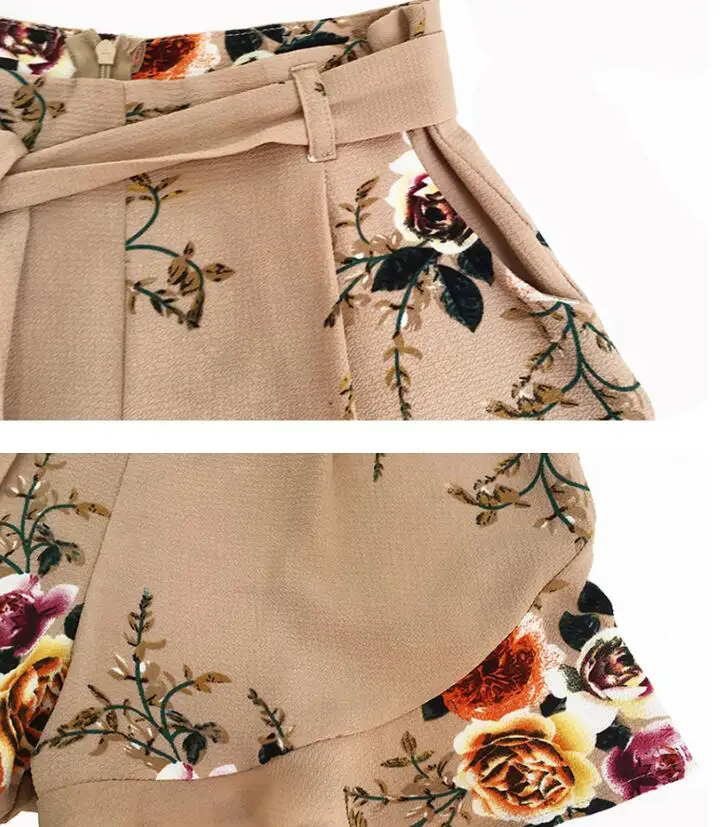 Летние шифоновые шорты Для женщин Высокая талия с цветочным принтом короткий