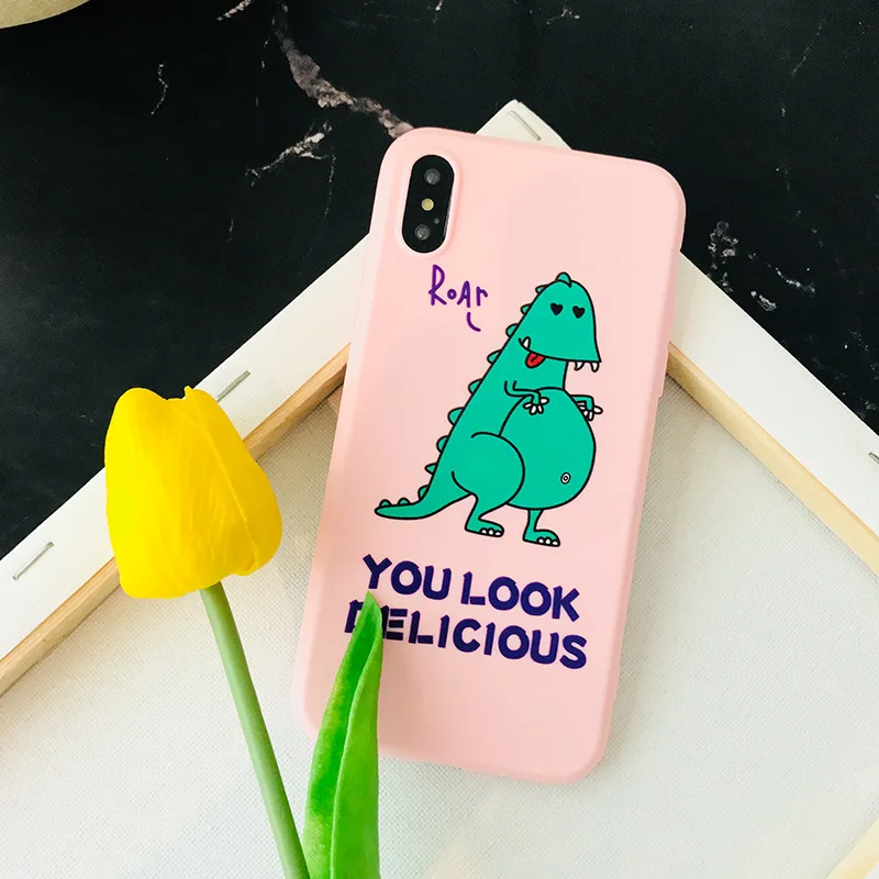 GYKZ милые зеленые чехлы с динозаврами для iPhone XR XS MAX X 7 8 6 6s Plus животные розовые