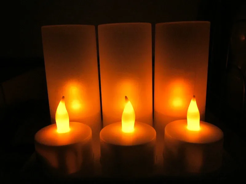 Набор из 6 матовых заряжаемый без огня Led чай свет свечи ж/Difused Votives лампа Xmas Свадебная вечеринка 220 V/110 V дополнительно-янтарный