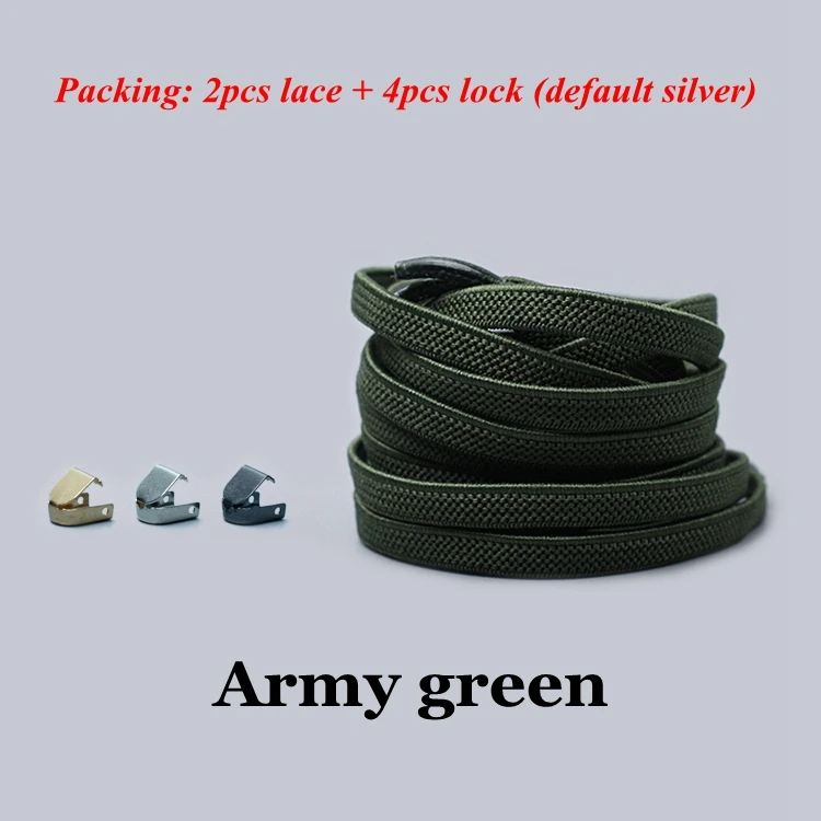 Army green 1 пара плоские эластичные фиксирующие шнурки без завязок шнурки для детей и взрослых кроссовки обувь кружева быстро ленивые Ботинки со шнурками - Цвет: Army green