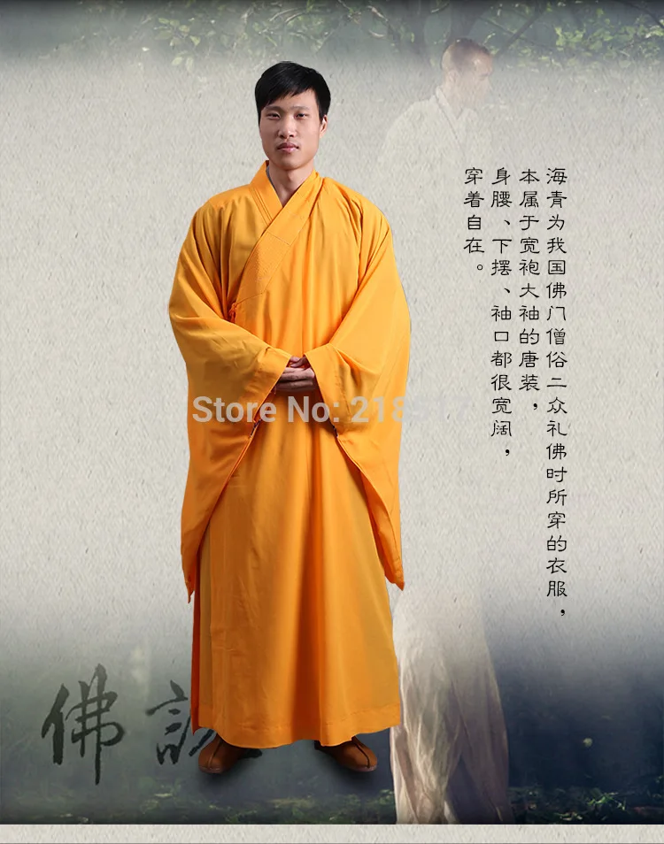 Унисекс Haiqing lay одежда шаолин храмовый костюм буддийский халат платье дзен