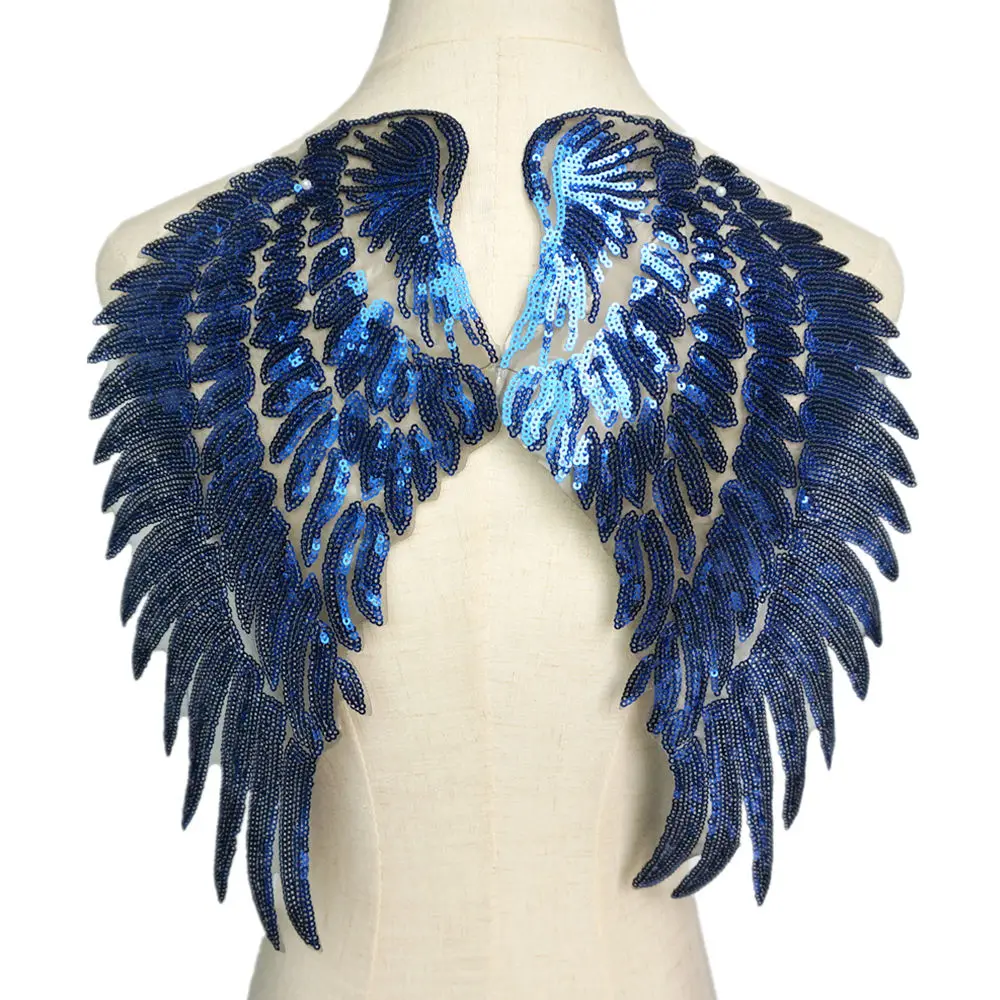 2 шт. золотые серебряные Радужные Блестки перо Крылья Ангела Пришивные патчи 33 см