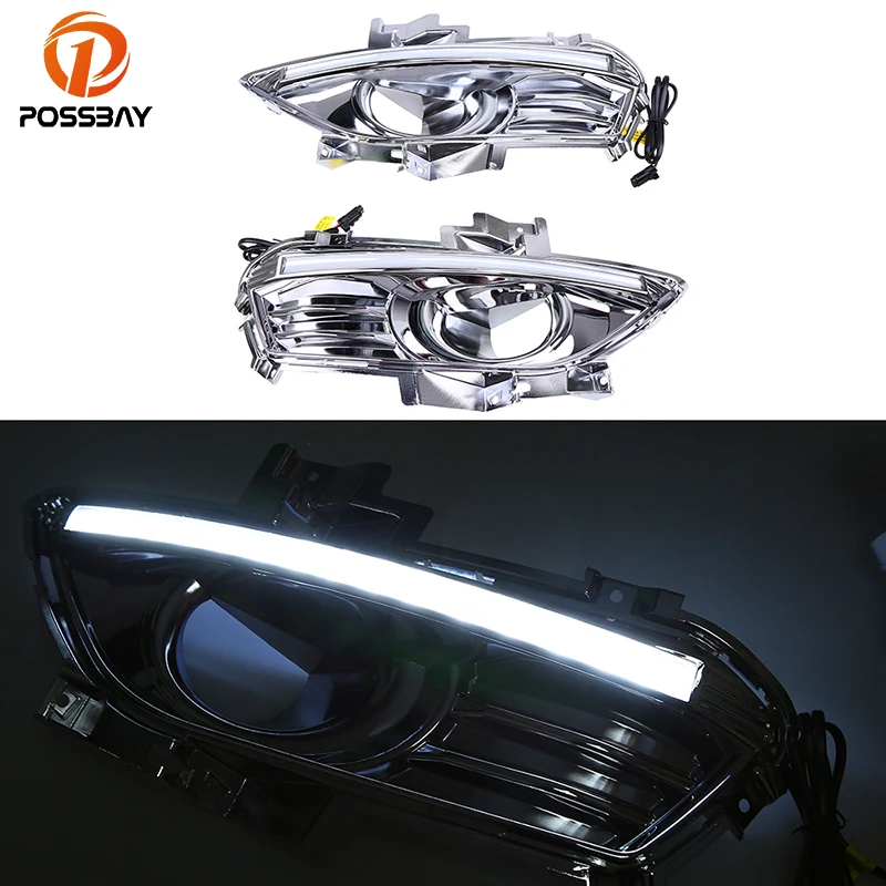 POSSBAY 12 V светодиодный дневный ходовой свет DRL лампа для Ford Mondeo(Mk V) седан/Liftback 2013- предфасонные Противотуманные фары крышка