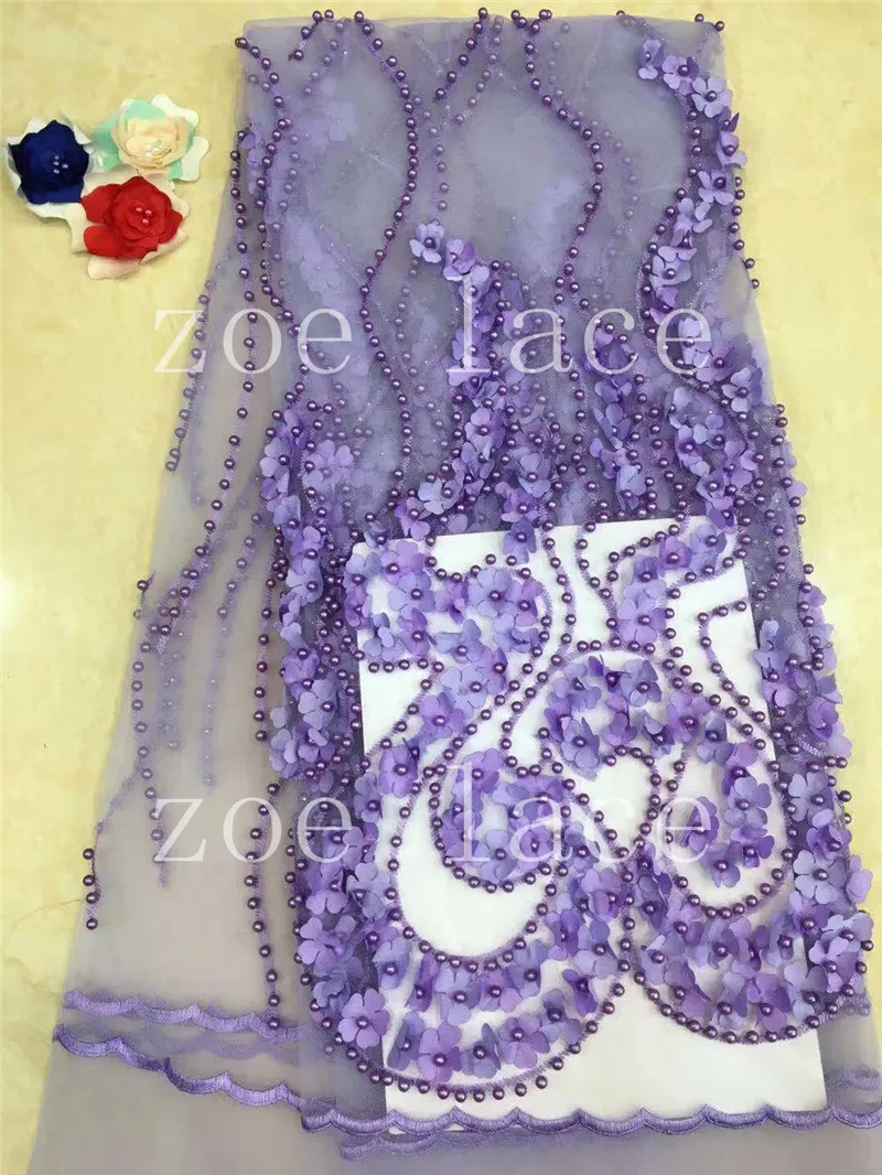 Zoe кружева f103 # новый жемчуг и 3Dflower Ткань Вышивка Лучшее качество 5 ярдов в наличии