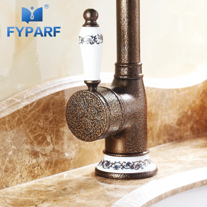 

FYPARF Bathroom Basin Faucet Retro Faucet Wash Basin Tap Water Hotel Copper Mixer Taps Hot Cold Taps Basin Mixer Faucet Torneira