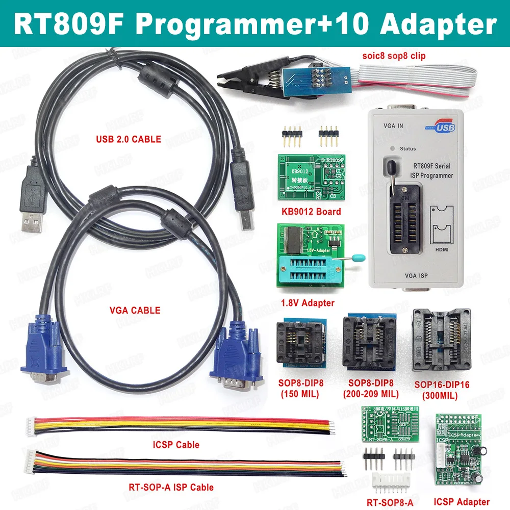 RT809F ISP программист с PEB-1 плата ISP ЖК-программист+ SOP8 IC тестовый зажим 1,8 в адаптер TSSOP8 EDID линия чтения