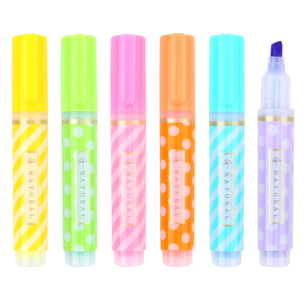 6 цветов/коробка мини милый горошек цвет яркие цвета хайлайтеры рекламные