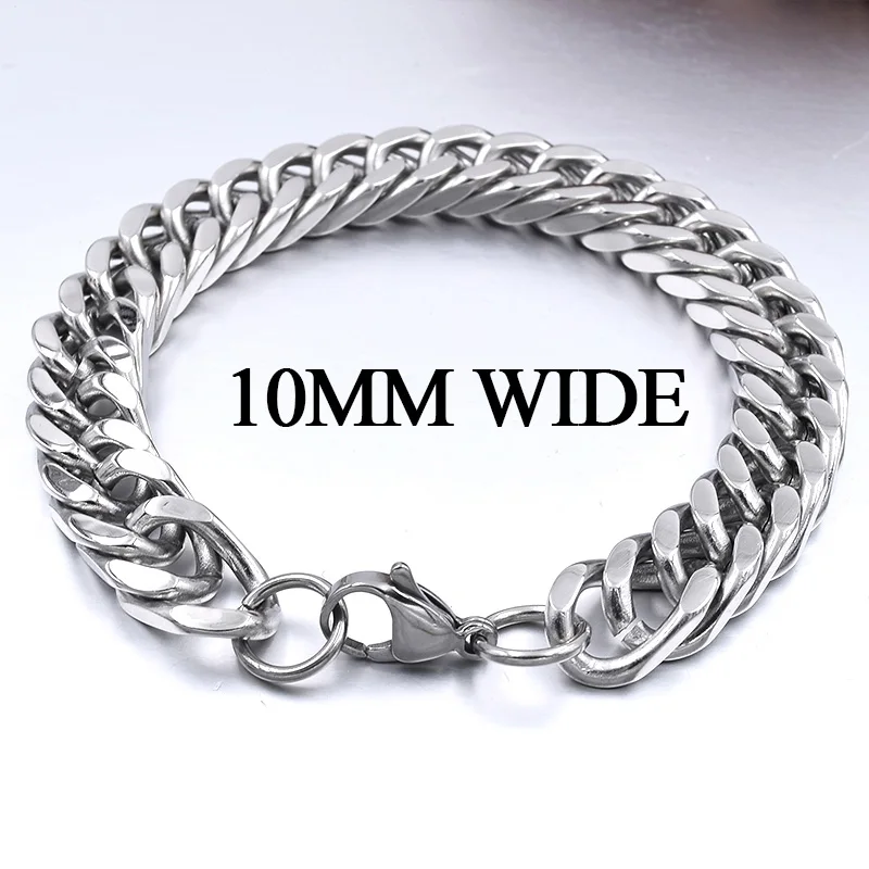10MM WIDE Moorvan Рождественский подарок мужской браслет из нержавеющей стали модный стиль, 21 см 10 мм браслет для мальчиков и женщин - Окраска металла: 10MM WIDE