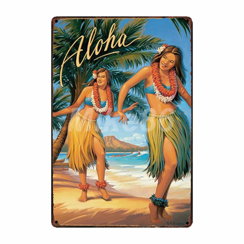 [Mike86] TIKI BAR, надпись "Алоха Гавайи", металлическая жестяная вывеска, декор для комнаты, винтажная настенная вывеска для бара, дома, отеля, 20*30 см, FG-217