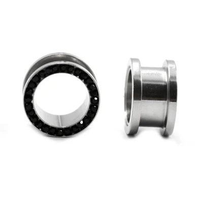D Showlove-2PCS хирургическая сталь CZ драгоценный камень блеск ушные приборы супы растягивающие пробки туннель Эспандеры очаровательные пирсинг ювелирные изделия - Окраска металла: D