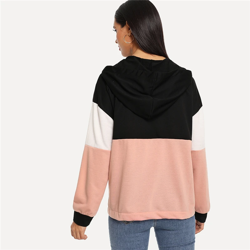 Dotfashion толстовка с капюшоном на молнии, Женская Повседневная Осенняя толстовка с капюшоном и длинным рукавом, женские разноцветные пуловеры