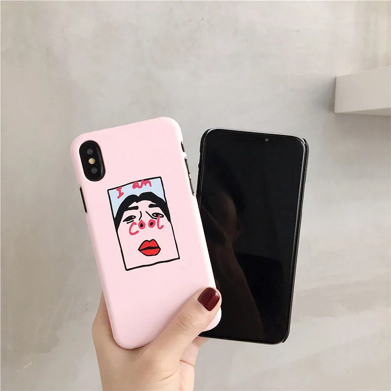 Корейский Забавный чехол для телефона iPhone 6 Puls 6S 7 8 Plus X XS жесткий матовый задней