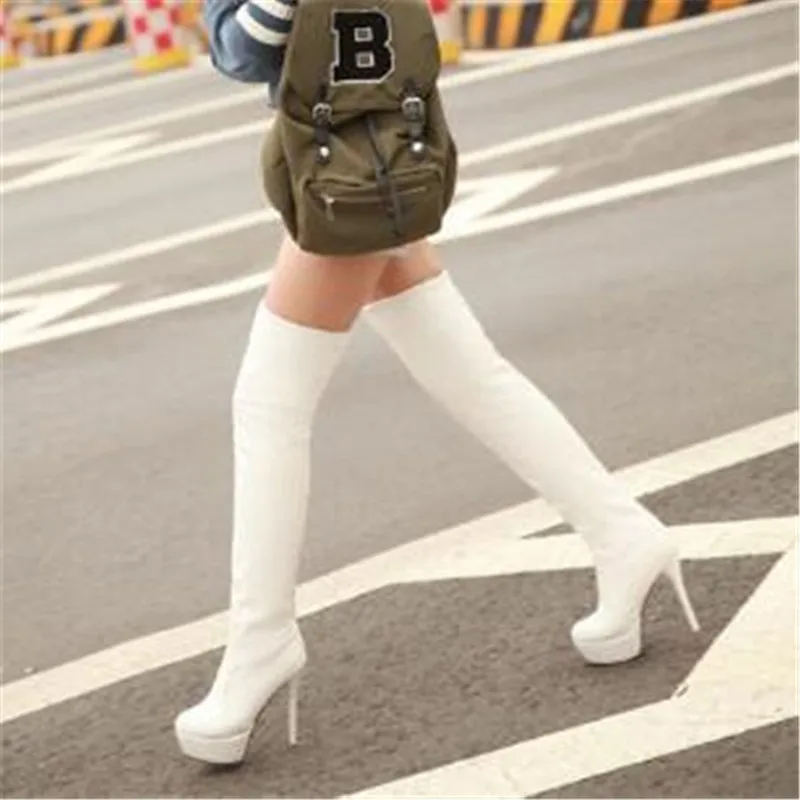 Большие размеры: 34-42 43 сапоги с круглым носком женские мотоциклетные выше колена