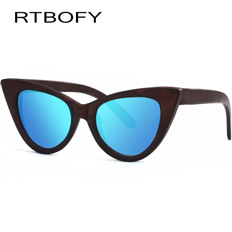 RTBOFY деревянные солнцезащитные очки для женщин с бамбуковой оправой