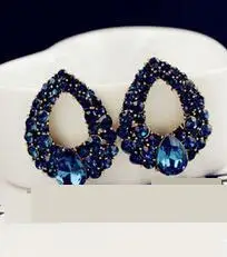 

Natural Stone Fashion 2015 Big Black Blue Earrings Jewelry Gold Brincos Womens Summer Style Earrings