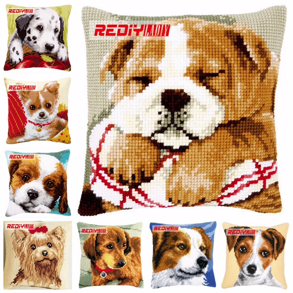 REDIY Вышивка крестом чехол для подушки спящий бульдог чехол для подушки акриловая пряжа DIY наборы для вышивки крестом предварительно напечатанные подушки в виде собак