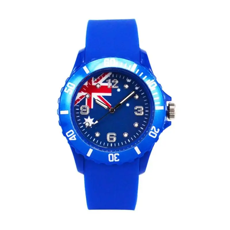 Football Style Women Men Watch Unisex Silicone Band Fashion Sports Flags Quartz Watches Wristwatch