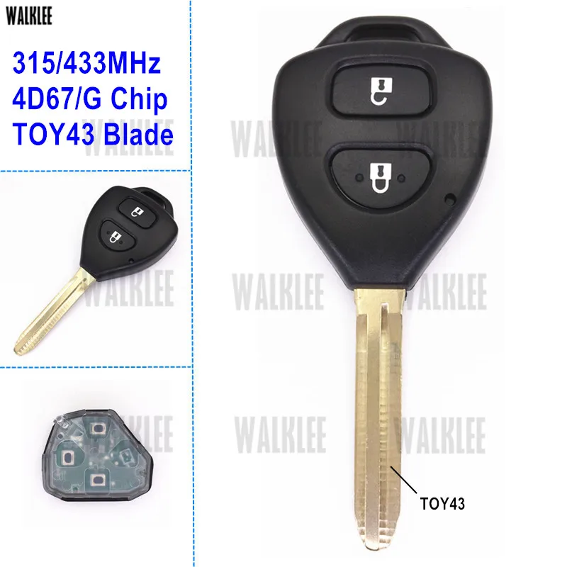 Автомобильный Дистанционный ключ WALKLEE 315 МГц или 433 подходит для Toyota Camry Prado Corolla RAV4