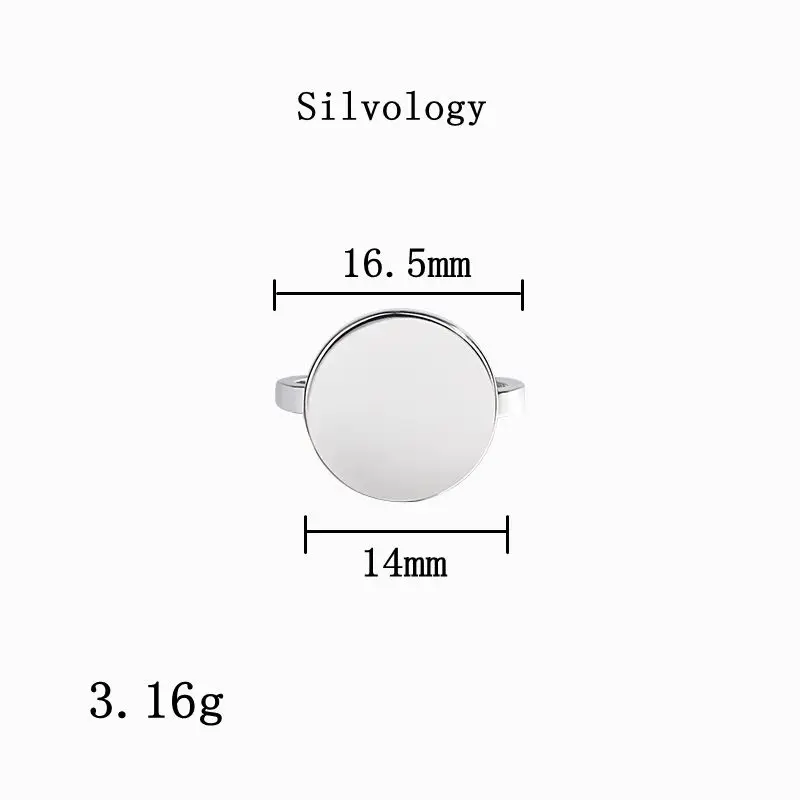 Silvology 925 стерлингового серебра круглые кольца Глянцевая Геометрическая простая текстура элегантные Открытые Кольца для женщин подарок для друзей, ювелирное изделие - Цвет камня: Silvology