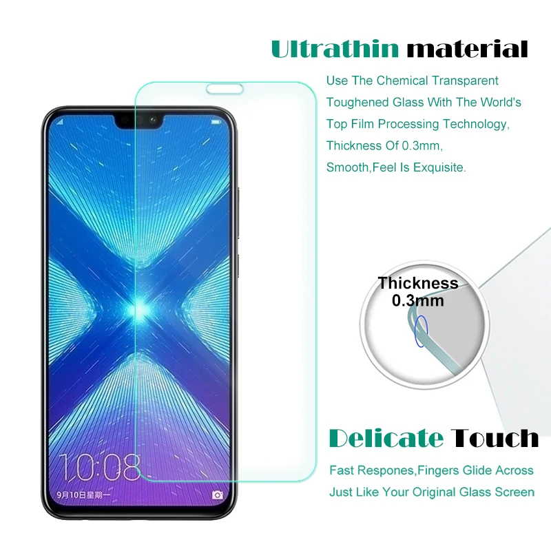 Закаленное стекло премиум класса для Huawei Honor 8X 2 шт. защита экрана прозрачная
