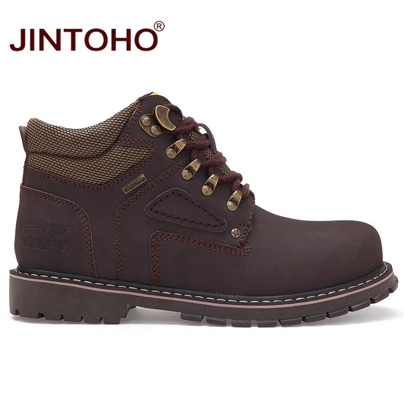 Мужские ботинки JINTOHO зимние из натуральной кожи на резиновой подошве для работы и