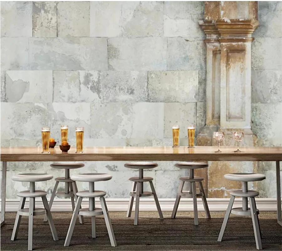 beibehang Custom wallpaper 3d mural European retro cement wall Roman column tooling TV background paper 3D papel de parede | Обустройство
