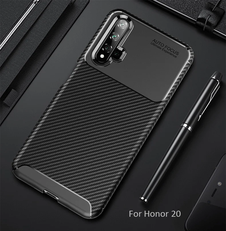Чехол из углеродного волокна для huawei Honor 20 Pro View 20, ТПУ, силиконовая Матовая защитная накладка из волоконной ткани