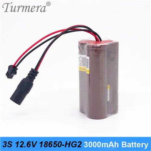 3s-battery-pack Turmera HG2 18650 3000mah аккумуляторная батарея с высокой разрядкой, 30A большой ток 10,8 v 12,6 v Аккумулятор для отвертки - Цвет: 3s-battery-pack