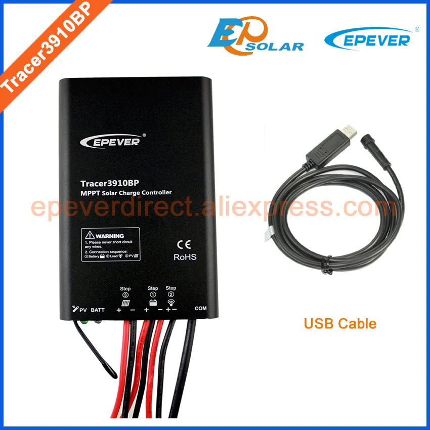 

regulator with USB cable Connect with PC use Tracer3910BP Solar tracking controller mppt technology 15A 15amps 12V/24V auto