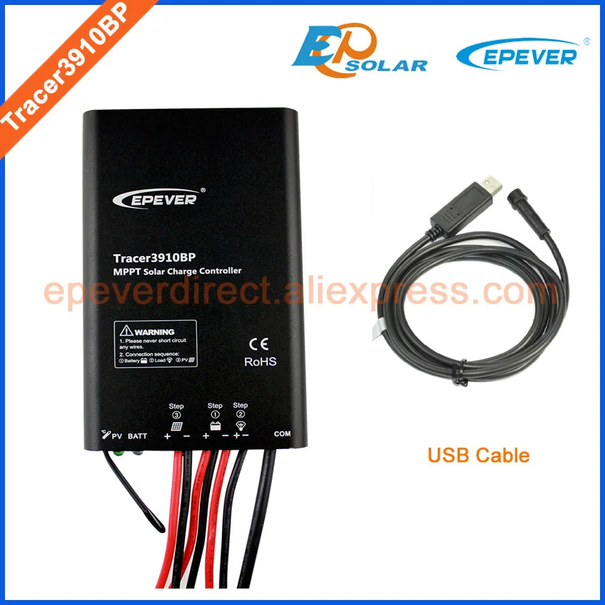 regulator with USB cable Connect PC use Tracer3910BP Solar tracking controller mppt technology 15A 15amps 12V/24V auto |
