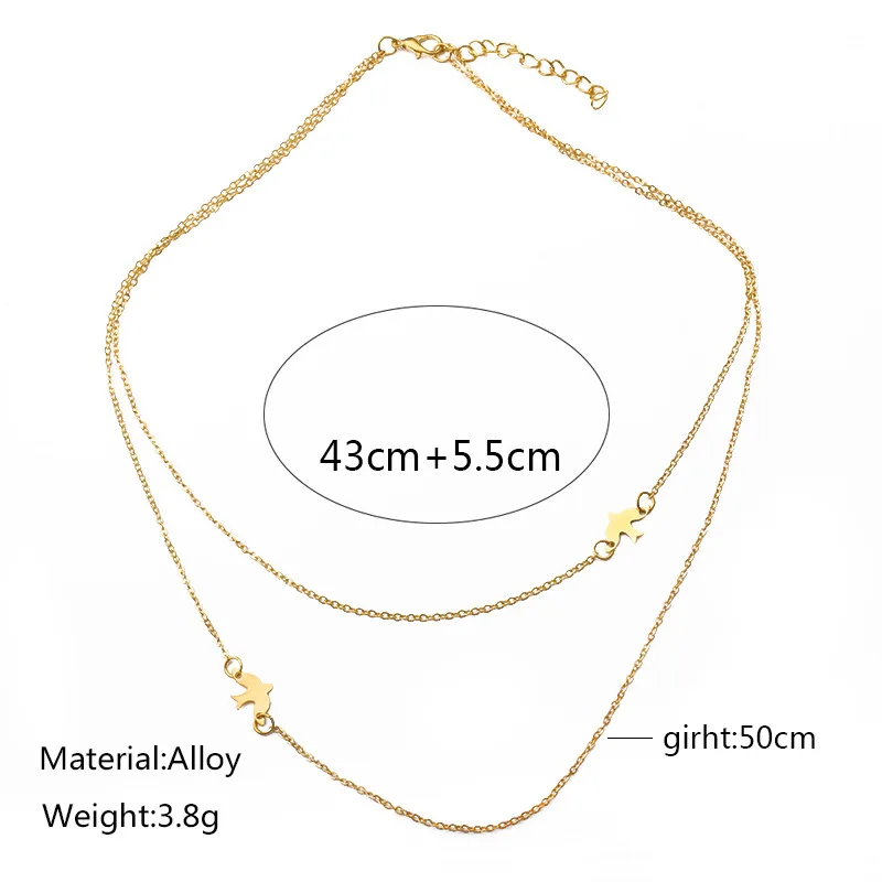 Fworld мода новый двойной слой звено цепи голубь мира ожерелье ошейник простой