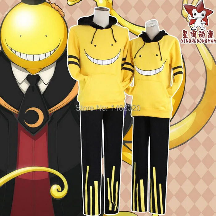 Костюмы для косплея Ansatsu Kyoushitsu Korosensei, унисекс, женские и мужские толстовки с капюшоном, повседневные длинные штаны