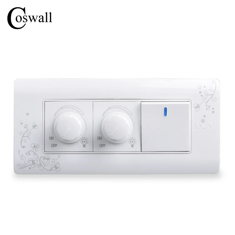 Роскошный настенный выключатель COSWALL двойной регулятор яркости 300 Вт света с 2