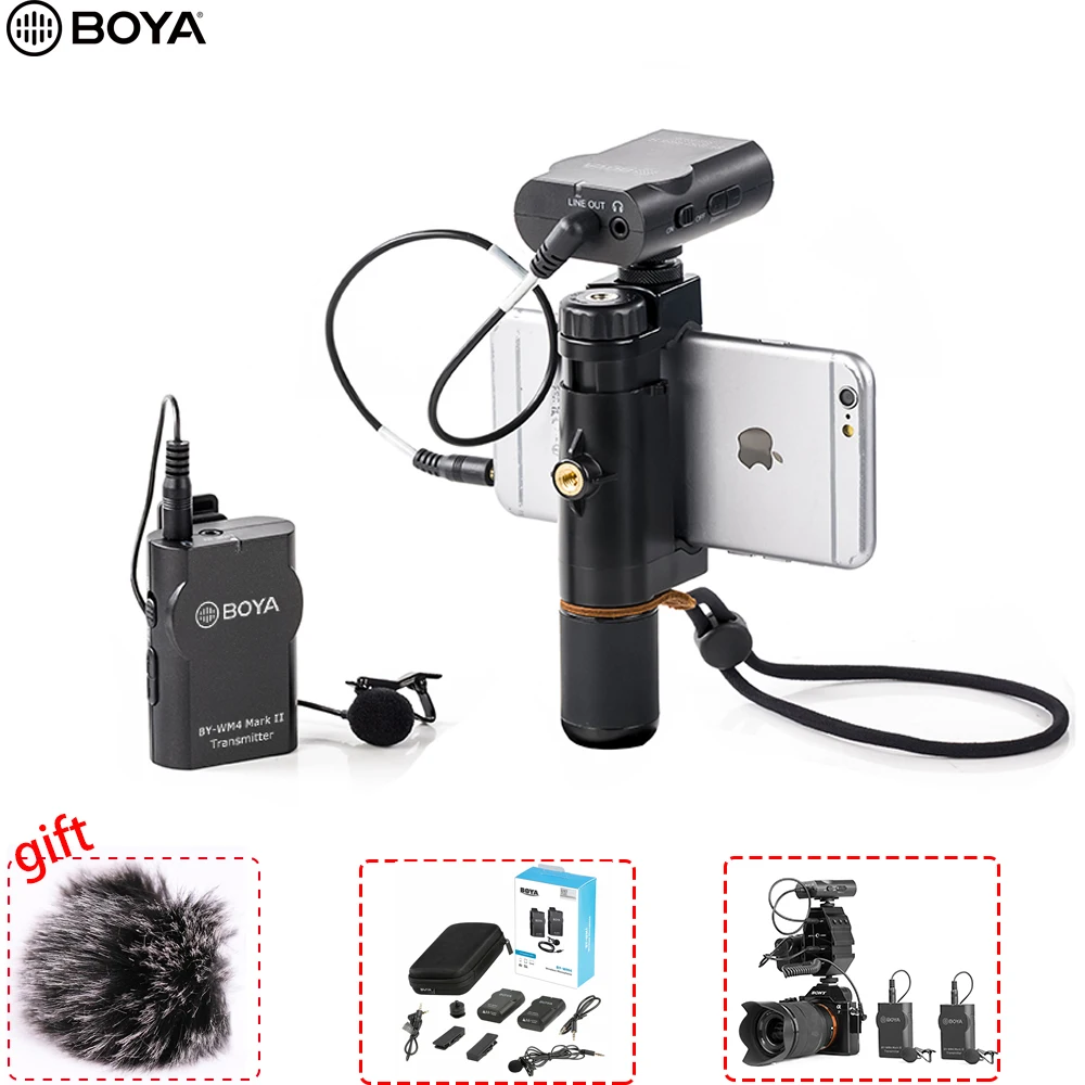 Boya BY-WM4 MK II микрофон беспроводной Студийный конденсаторный микрофон для iPhone Canon Nikon камера Smooth 4 DSLR microfone