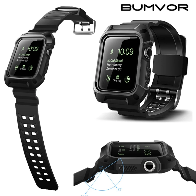 

Sport strap For Apple Watch band Case 44mm 40mm iwatch Serie 5 pulseira correa Rubber TPU screen Protective cover bracelet wrist