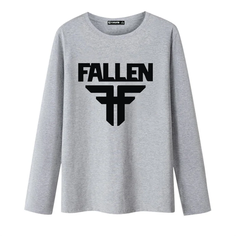 Новое поступление Fallen с длинными рукавами белая футболка Для мужчин О-образным
