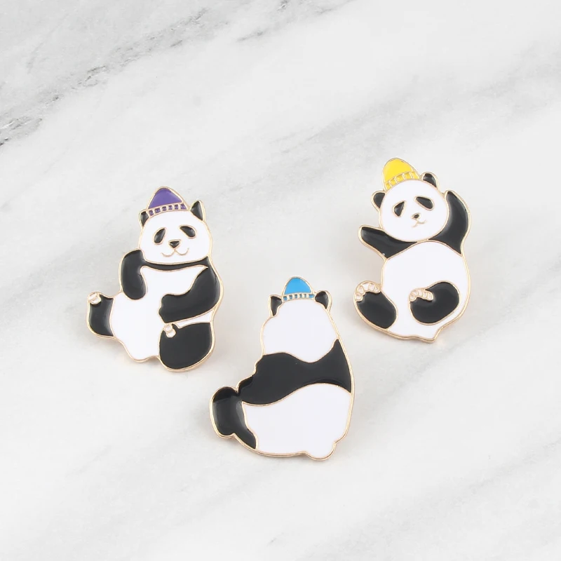 Fashion cartoon animal brooch cute creative panda Enamel pin fun acrobatics giant badge decoration jewelry female gift | Украшения и