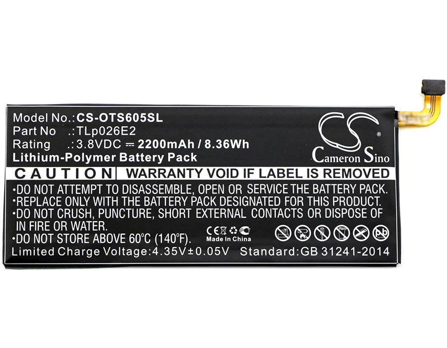 

Cameron Sino High Quality Battery TLp026E2 for Alcatel OT-6055B,6055H,6055K,6055U,6055Y, For BlackBerry DTEK50,STH100-1,STH100-2