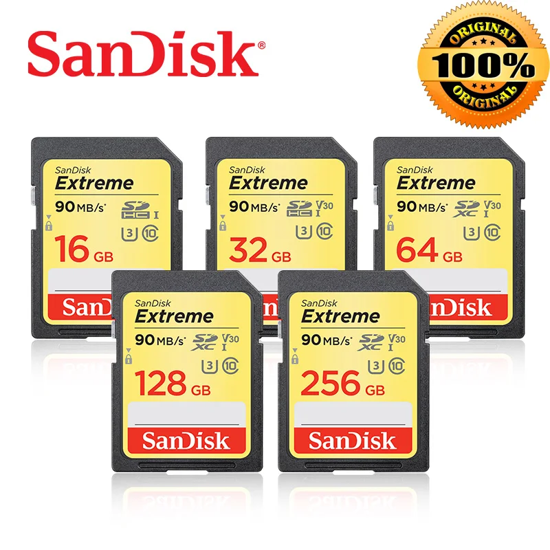 Карты памяти SanDisk Extreme SDHC/SDXC карты SD 8 Гб оперативной 16 встроенной 32 ГБ 64 128 256 Class10 C10