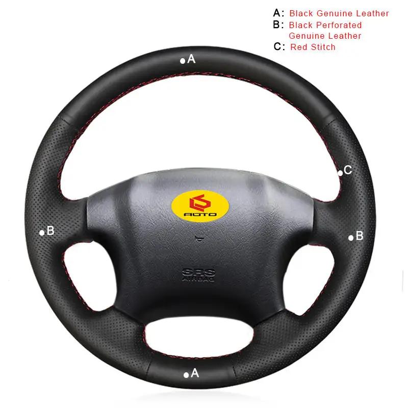 Автомобильный чехол на руль для hyundai Tucson 2005 2006 2007 2008 2009 2006- внутренняя оплетка на руль - Название цвета: Genuine Leather