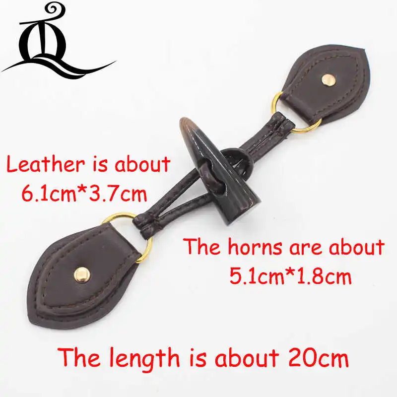 TQ 1Pcs/lot Ox Horn Toggle Sewing Button For Coat Jacket Black Brown DIY Garment Accessory Black Coffee brown beige HS02 - Цвет: No6 brown