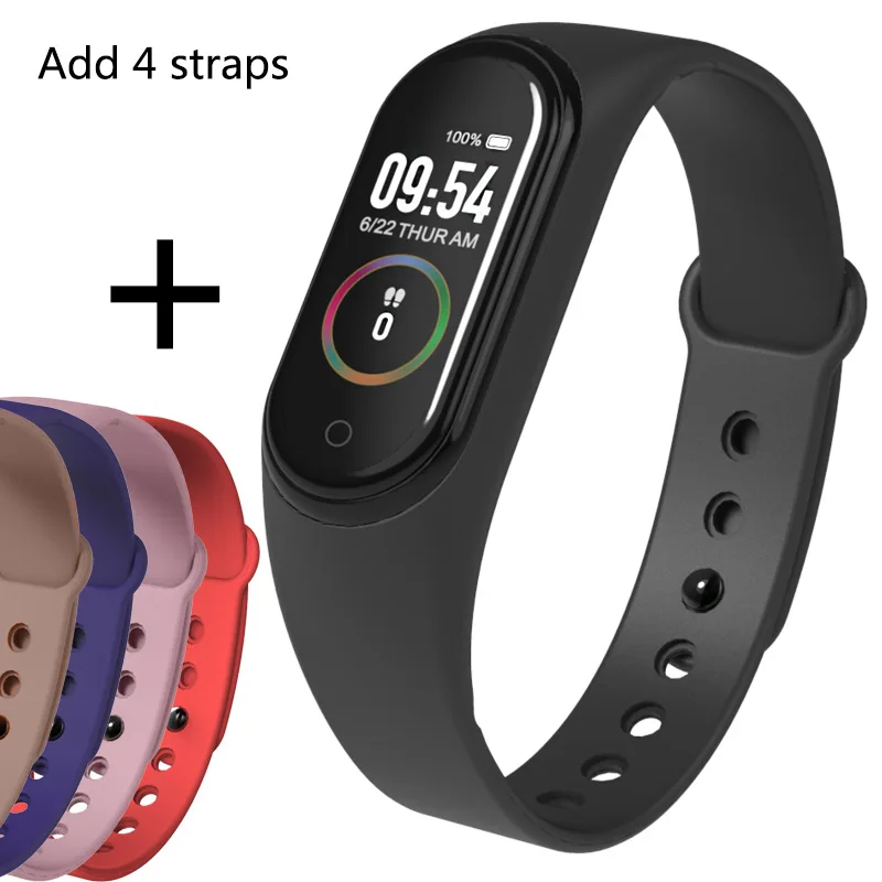 M4C add 4 straps Smart Bracelet IP67 Waterproof Fitness Tracker Band Blood Pressure Heart Rate Monito Sleep monitoring Smart Wristband - Цвет: M4C add 4 straps