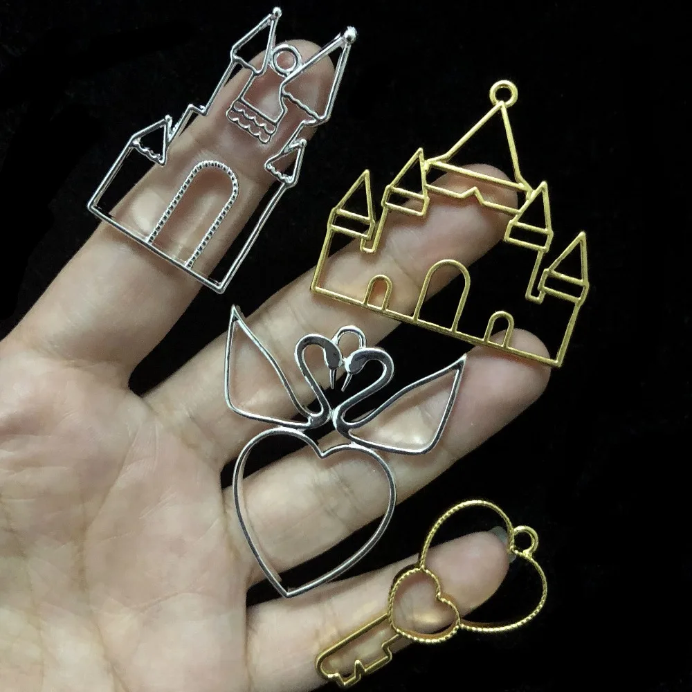 5 шт. DIY аксессуары из смолы подвески в виде сердца и лебедя кавайная Принцесса