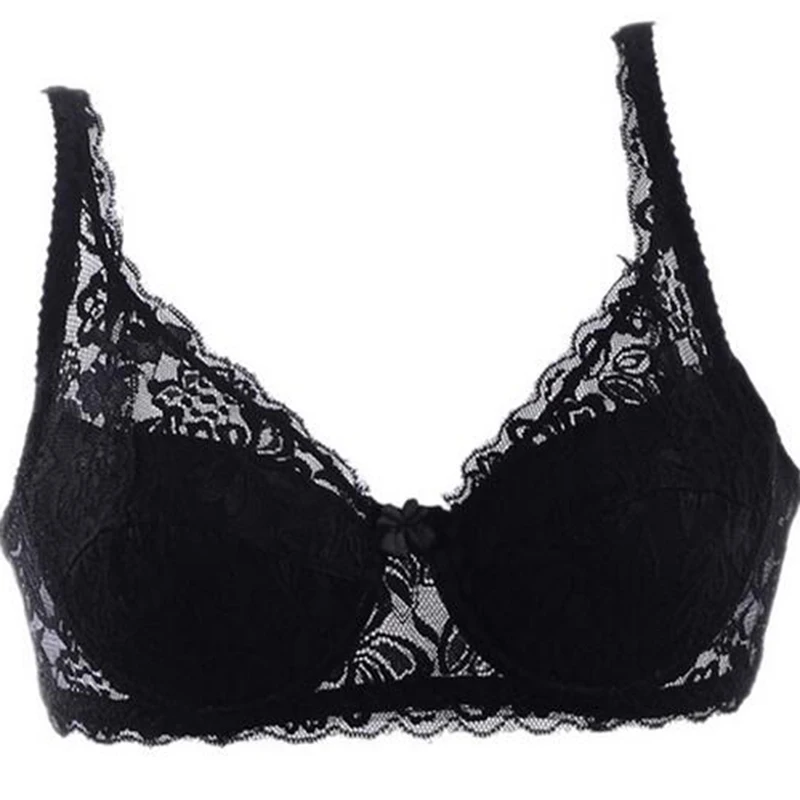 

Hot 2019 New Sexy Ladies Big Size 3/4 Cup Lace Push Up Bra Women Black Bra lette Deep V Bras Underwear Large Cup B Plus Size