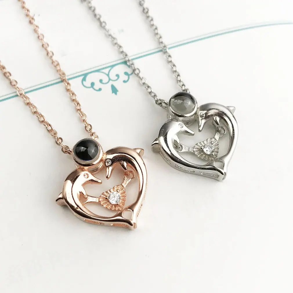S925 Sterling Silver 100 Languages I Love You Pendant Necklace for Girls Women Lovers Nano Technology Memory Projection 2019 | Украшения и